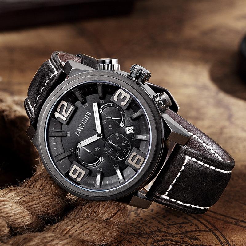 Men'S Watch Three-Eye Luminous Men'S Watch Waterproof Sports Watch Watch 3010G