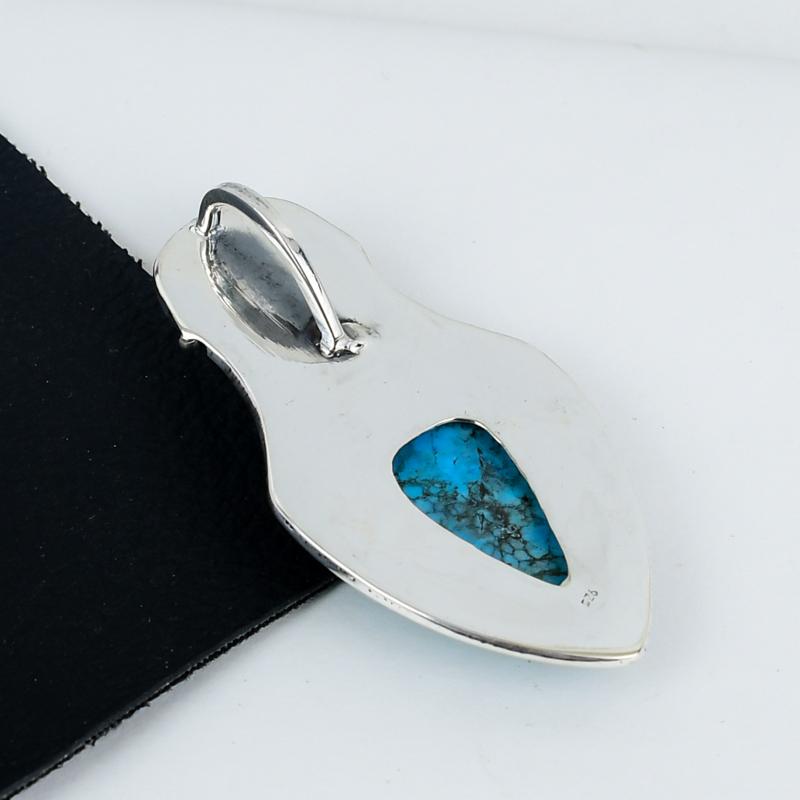 Naturak Turquoise Gemstone Pendant 925 Sterling Silver- Handmade Design, Everyday Wear Jewelry, Unique Turquoise Pendant Wadding Gift