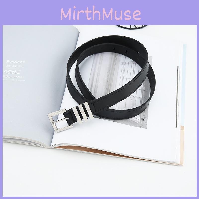 Metal Polished Buckle Womens Belt In Solid Color Versatile Paired Jeans With