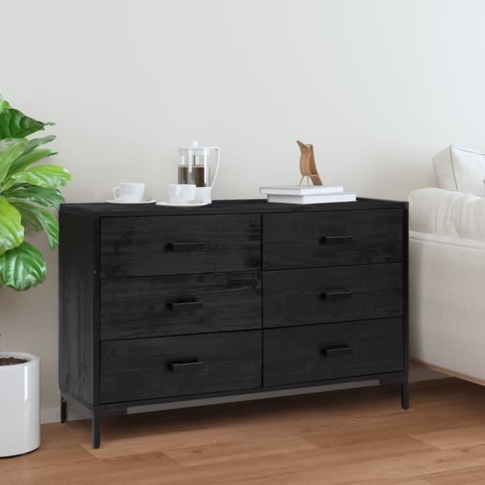 VidaXL Buffet Noir 110x35x70 cm Bois de pin massif 349922