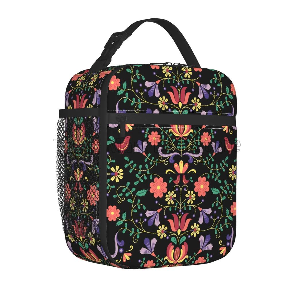 Colorful Mexican Flower Lunch Box Reusable Lunch Bag Work Bento Cooler Reusable Tote Picnic Boxes Insulated Container for Picnic