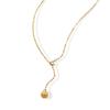 Gold-Plated Geometric Polygon Sphere Pendant Necklace with Adjustable Tassel – Versatile Titanium Steel Clavicle Chain