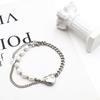 Accessories Individual Cold Wind Pearl Love Splicing Necklace Bracelet Set Women'S Niche Titanium Steel Jewelry Set