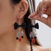 Cute Creepy Black Bowknot Spider Web Drop Earrings for Women Red Spider Beads Dangle Earring Cosplay Costume Party Jewelry Gifts
