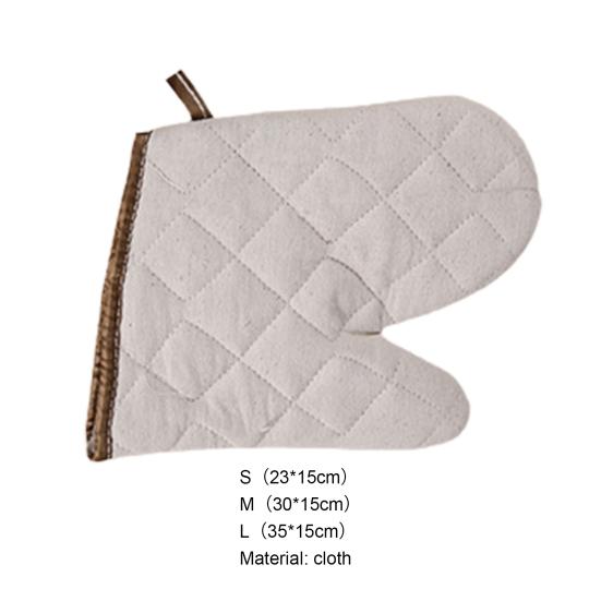 1 Pair Insulated Oven Mitts Protective White Non-slip Oven Baking Mittens Household Supplies