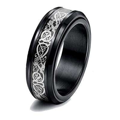 Huitan Fashion Stainless Steel Rings for Men Chain Design Punk Black Color Male's Ring Daily Wear Party Cool Versatile Jewelry