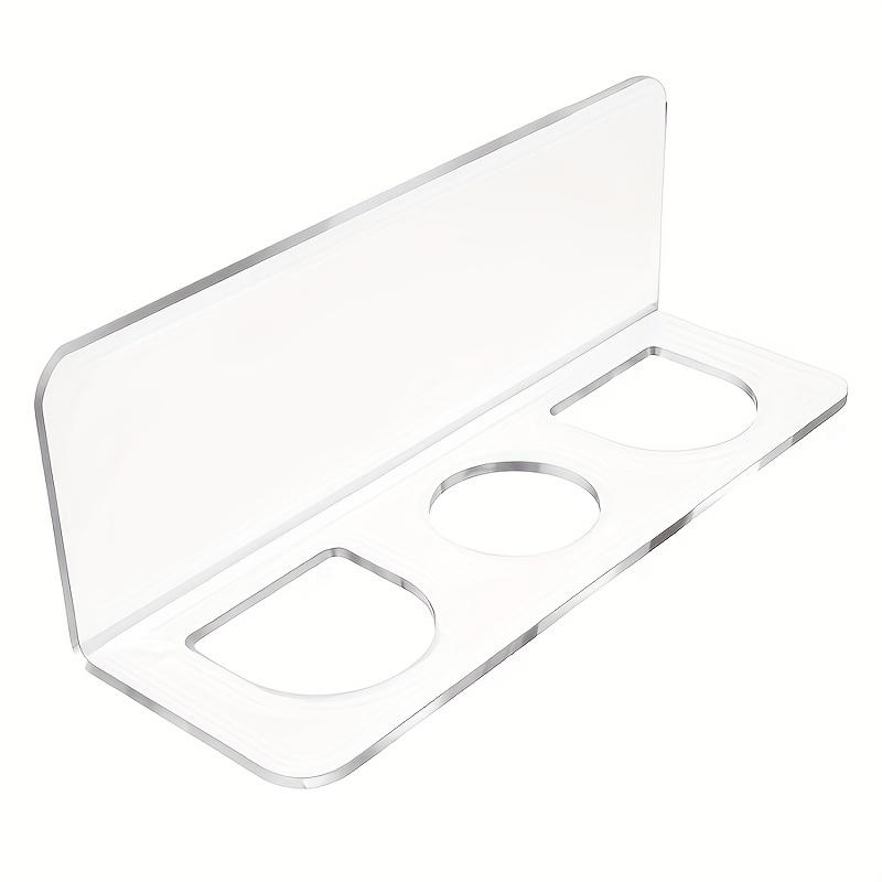 2/3 Hole Acrylic Hairbrush Organizer, Wall Mounted No-Drill Bathroom Storage Rack for Combs, Brushes & Toiletries