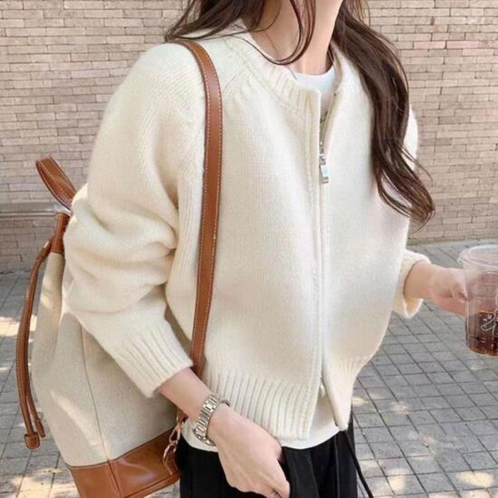New Arrivals Open Run Women Thick Knit Two Way Zip Cardigan