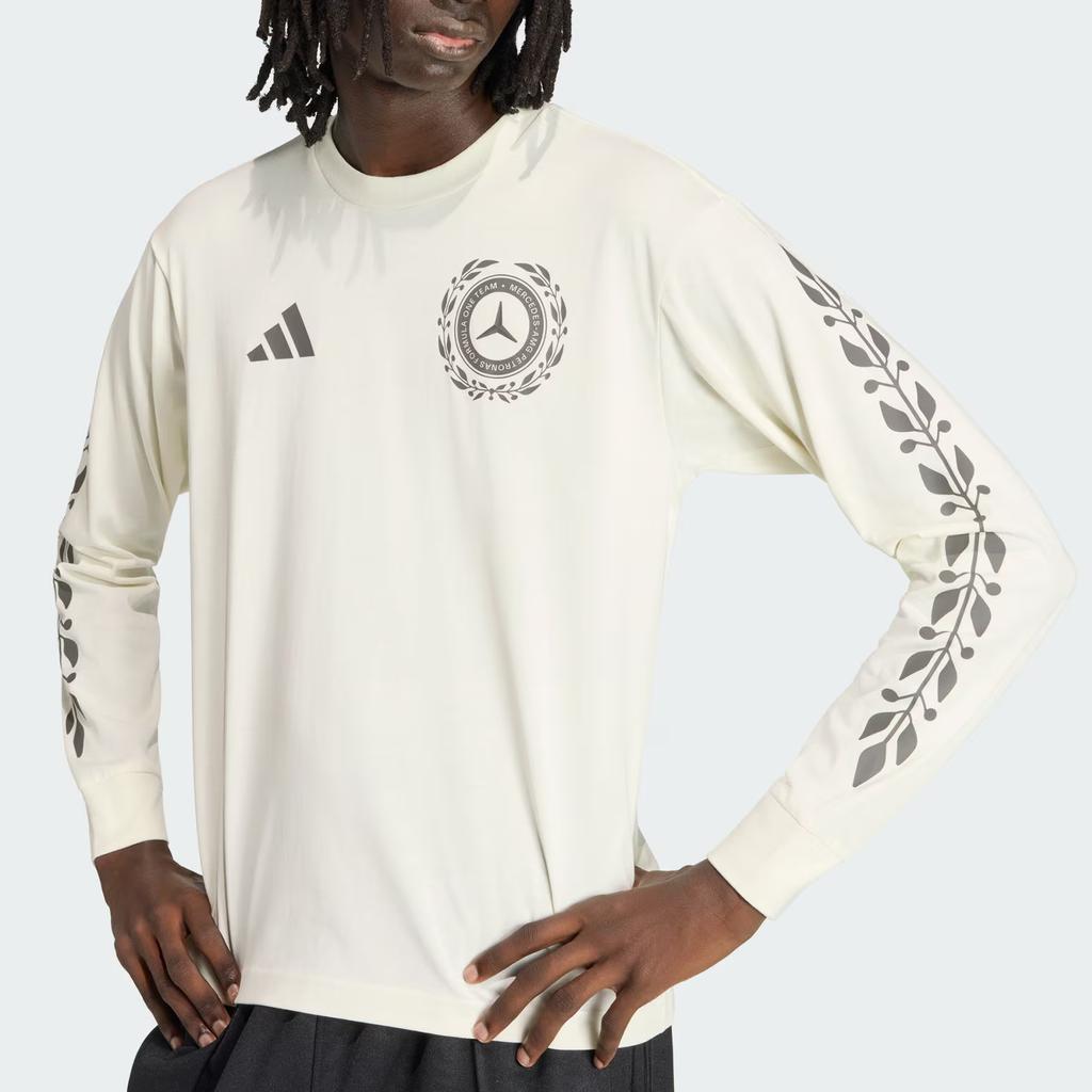 adidas Mercedes - AMG Petronas Formula 1 Team Silver Arrow Series Loose Fit Crew Neck Long Sleeve T-Shirt Unisex Tops KE8290