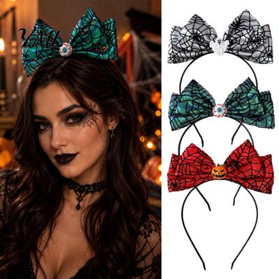 Eye Catching Festival Hair Accessories Halloween Headband with Spider Web Bow And Eyeball/Pumpkin/Ghost Decor for Lightweight Adults Kids Cosplay