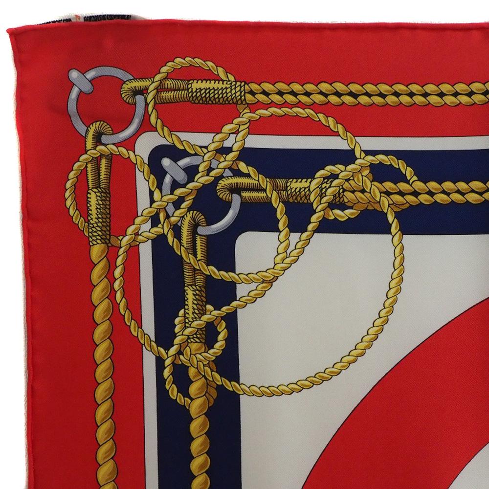 Hermes Lenço Carree90 CHATEAUX D'ARRIERE decoração de estrela Vermelho/Branco seda Mulheres Usado