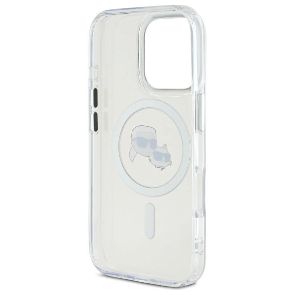 Karl Lagerfeld KLHMP16XHLSKCH iPhone 16 Pro Max 6.9" White Hardcase IML Metal Karl&Choupette Head MagSafe