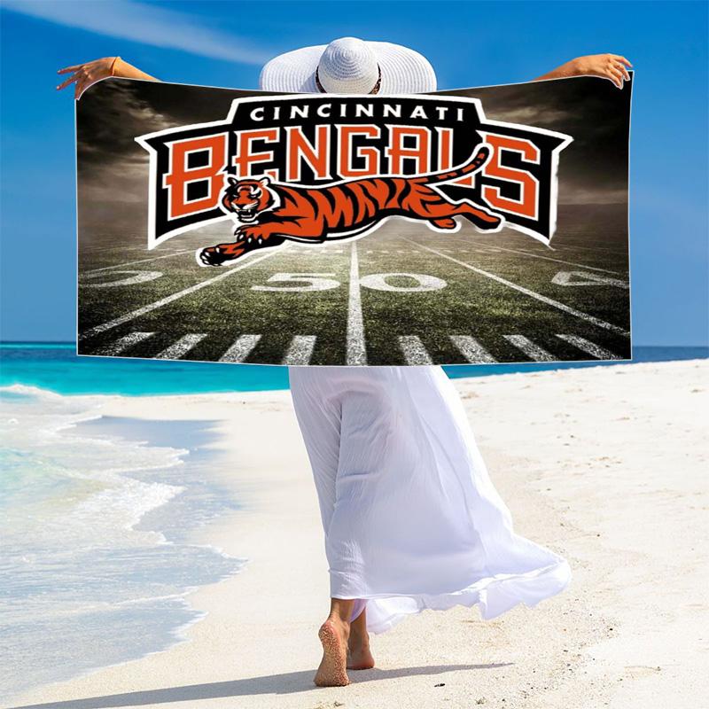 Cincinnati Bengals Print Beach Towel, Large Soft Quick Dry Towel for Beach Camping Swimming
