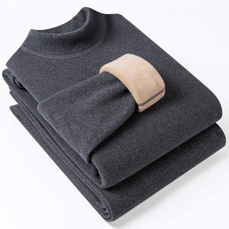 Thick Thermal Underwear Set Men Women Half Turtleneck Long Sleeve Top Pants Fleece Lined Warm Base Layer