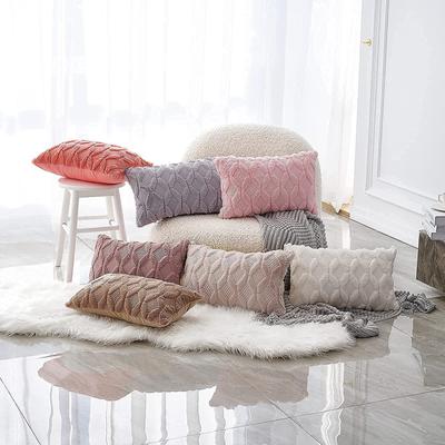 Geometric Diamond Pattern Plush Pillowcase Simple Home Sofa Cushion Cover Soft Velvet Woolen Fabric
