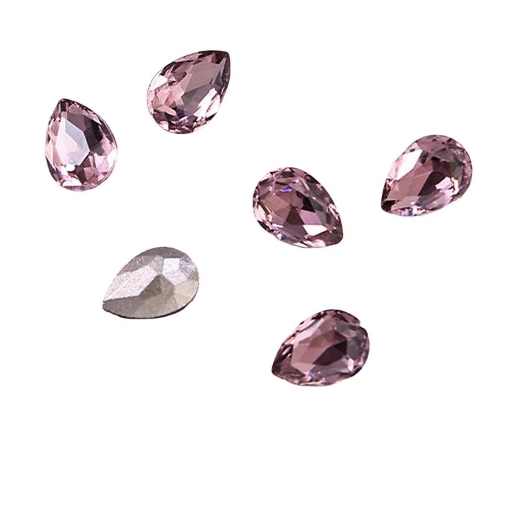10 Pieces Pink Shiny Rhinestones Nail Art Decorations Mixed Shapes Including Hearts Squares Butterflies Drops for DIY Nail Design Home Salon Party