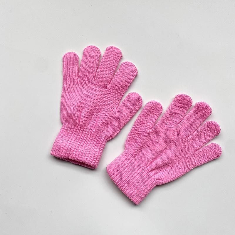 Kids Solid Color Knitted Gloves for 5-10years Students Winter Warmth Outdoor Cycling and Daily Cold Weather Wear Mittens