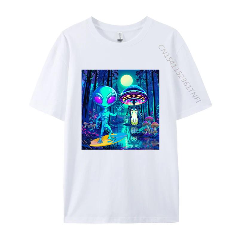 Grey Alien Waving Tshirt Wonderful Forest Anime T Shirts For Men Europe Tops Tees New Coming Street Cotton