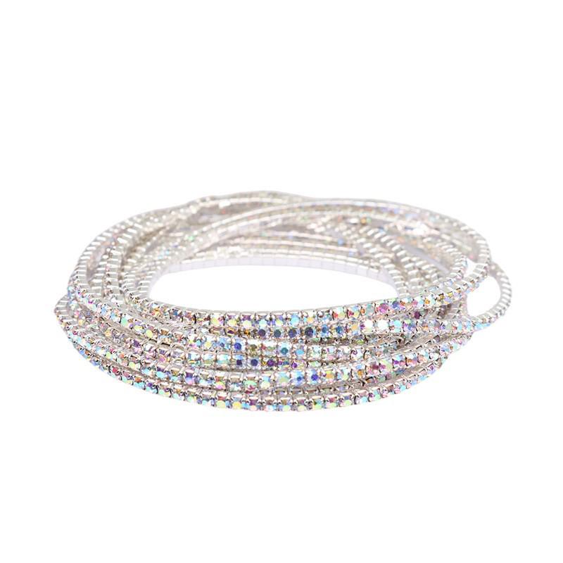 European & American Style Colorful Zircon Diamond Elastic Tennis Bracelet