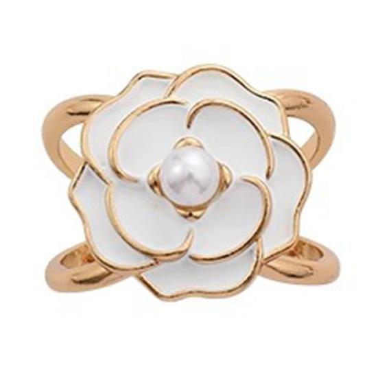 Flower Scarf Ring Faux Pearl Rose Camellia Silk Scarf Clip Elegant Floral Slide Buckle for Silk Scarves T-shirt Shawl