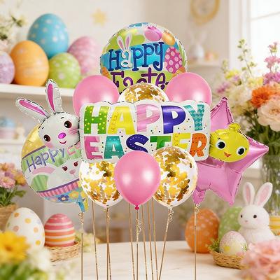1/3 Pièces Ballons de Pâques Ballon Lapin Œuf de Pâques Ballon Mignon en Feuille Joyeuses Pâques Décorations de Fête Fournitures de Fête Décor d'Anniversaire
