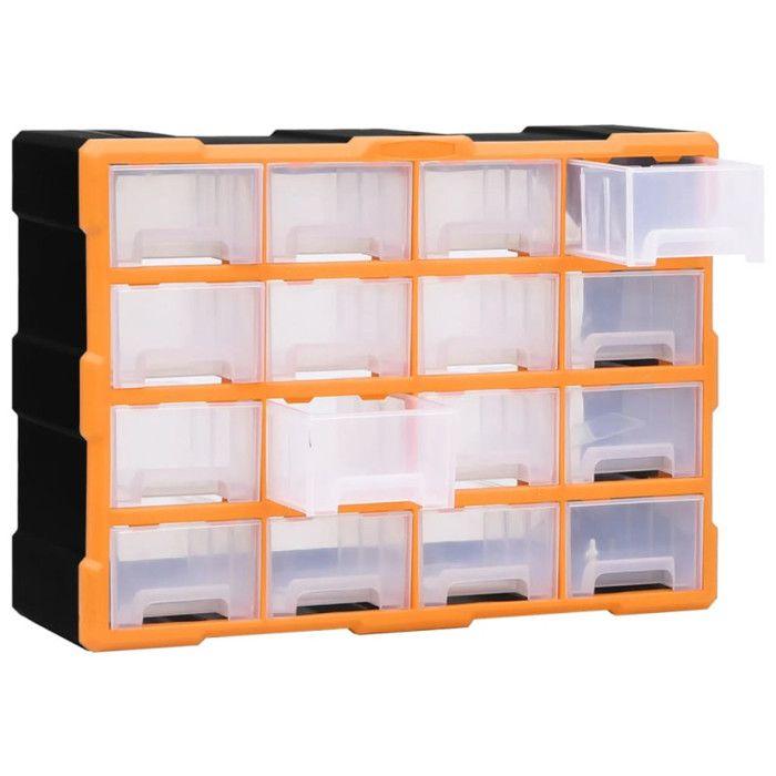 Organisateur multi-tiroirs - VIDAXL - 52x16x37 cm - Bois - 16 tiroirs - Bureau contemporain