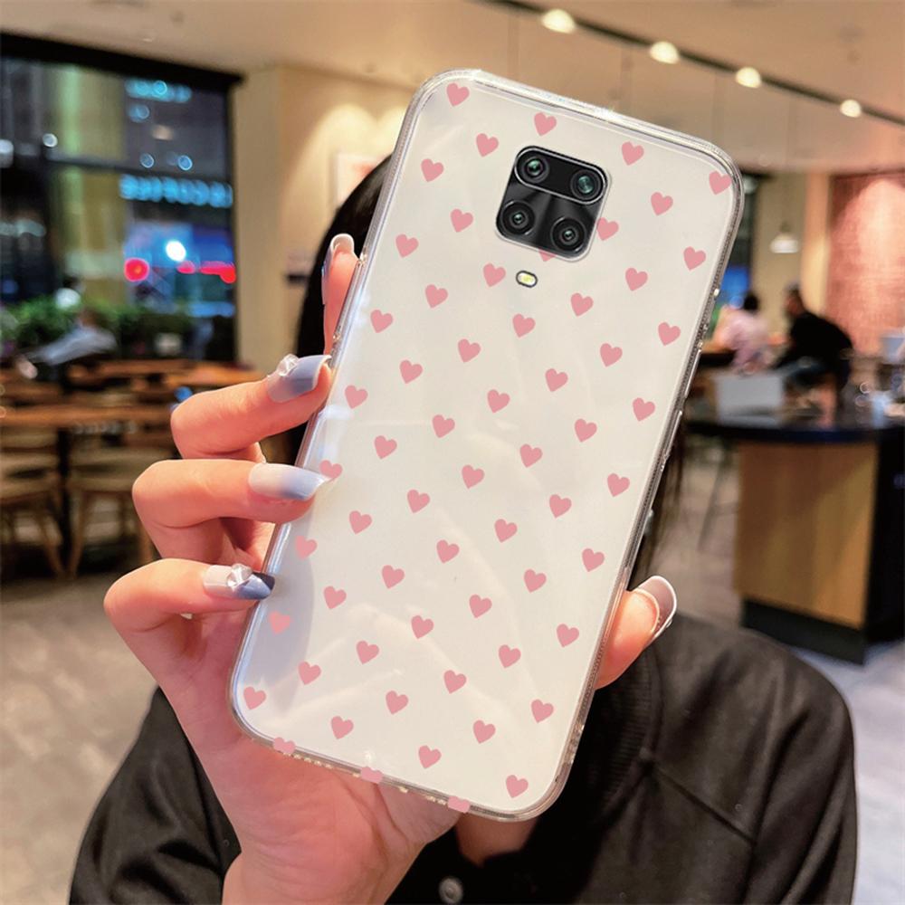 Love Heart Transparent Phone Case For Xiaomi Redmi Note 8 9 9S Pro Max 8T 9A 9C 9T Clear Non-Yellowing Shockproof Women Cover