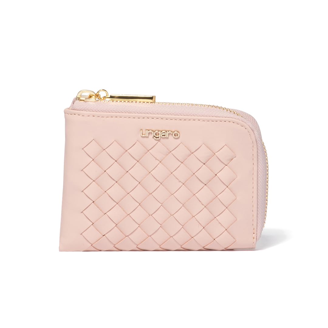 

U by Ungaro Zipper Folding Wallet Cowhide Leather Mesh Slim Wallet UULW4CS1 Pink L-shaped Lala Women s рожевий