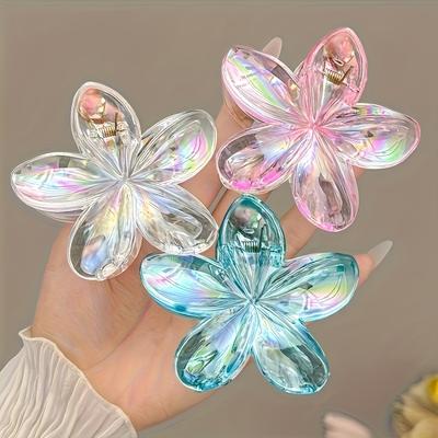 Haarspangen mit Eierblume, transparente hohe Pferdeschwanzspangen, schlichte und frische Haifisch-Haarspangen für den Alltag, perfekt für Frühling und Sommer
