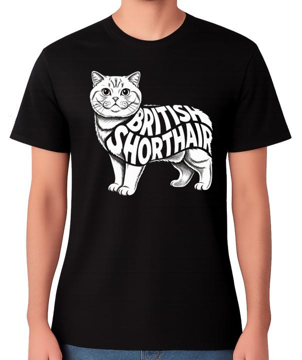 British Shorthair Cat Breed Minimal Line Art Unisex T-Shirt Cat Lover Tee S
