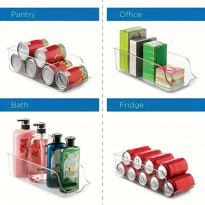1Pcs  Clear Plastic Refrigerator Organizer with Soda Can Dispenser and Beverage Holder Hand Wash,Fits Refrigerator,Freezer,Pantry,Kitchen,Countertops
