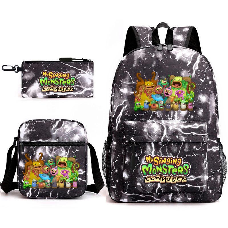 2024 New Monster Concert Starry Sky Backpack My Singing Monsters Elementary School Bag Three-piece Set
