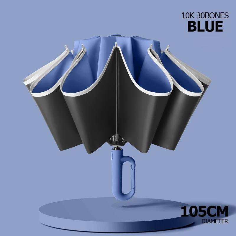 UV Umbrella Windproof Umbrella for Men Women Fully Automatic Reverse Folding Umbrella with Reflective Stripe Carabiner Handle