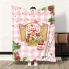 Coperta morbida in flanella a forma di torta alla fragola, calda, delicata sulla pelle, oversize per divano, letto, ufficio, inverno