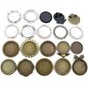 5pcs/lot 30mm Inner Size Black and Antique Silver Plated And Bronze Colors Brooch Pin Whirlwind Style Cabochon Base Setting