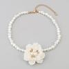 Kamelien-Perlen-Choker Retro Blume Perlenkette Elegante Kamelienkette Ohrringe für Hochzeitsparty Dating Urlaub