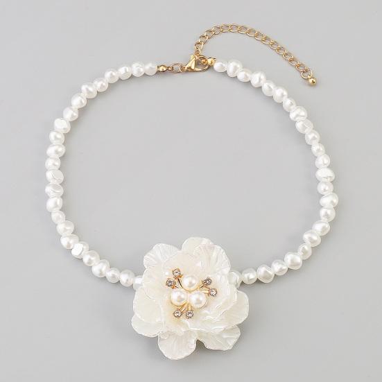 Kamelien-Perlen-Choker Retro Blume Perlenkette Elegante Kamelienkette Ohrringe für Hochzeitsparty Dating Urlaub