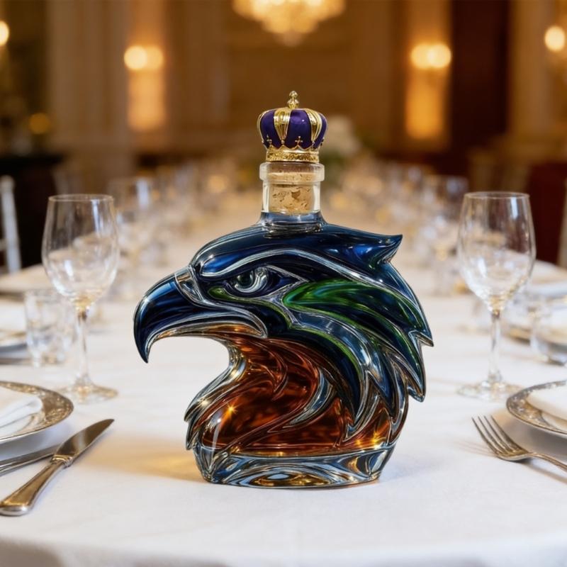 Premium Whiskeys Aerators Gift Set For Football Fan Feature Intricate Seahawk Sculpture And Durable Glass Construction