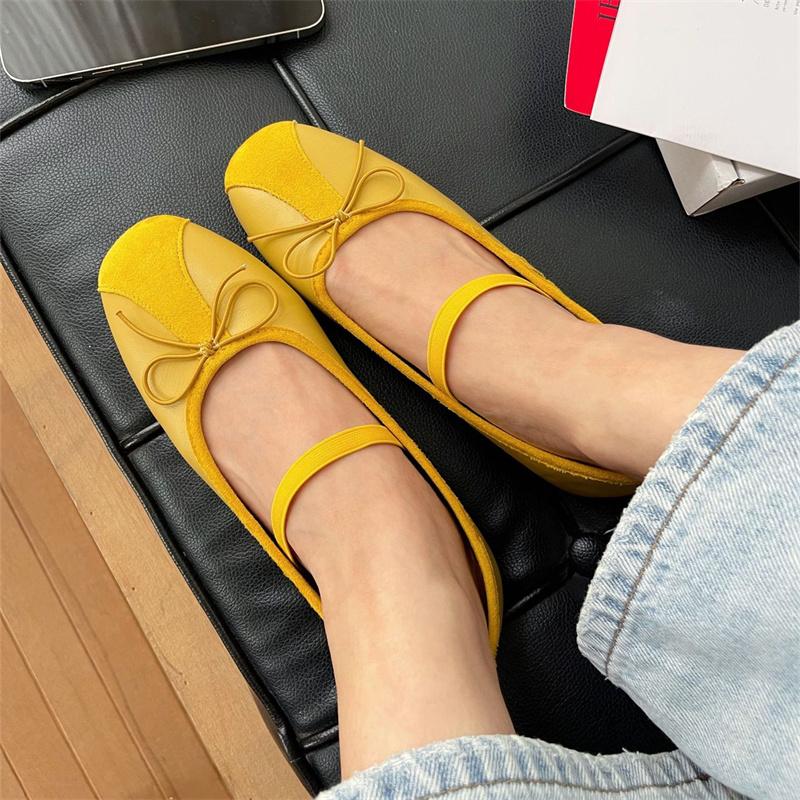 Fashion IPPEUM Women Ballet Flats Round Toe Bow 2025 New Purple Mary Janes Shoes