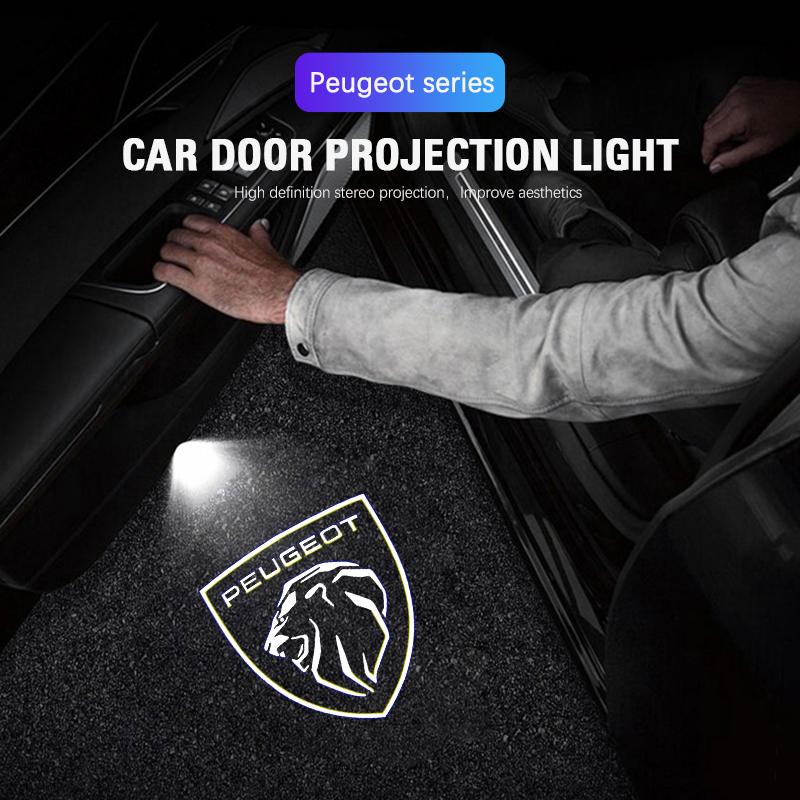 HD Led Welcome Light Car Door Projector Lamps For Peugeot 407 408 RCZ 307 508 406 607 806 807 5008 307 306 207 206 308 208 3008
