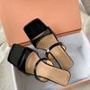 Fashion Fashion Chunky Heel Sandals Summer New Square Head Open-toe Line with Anti-slip Wear-resistant Mid-heel Slippers