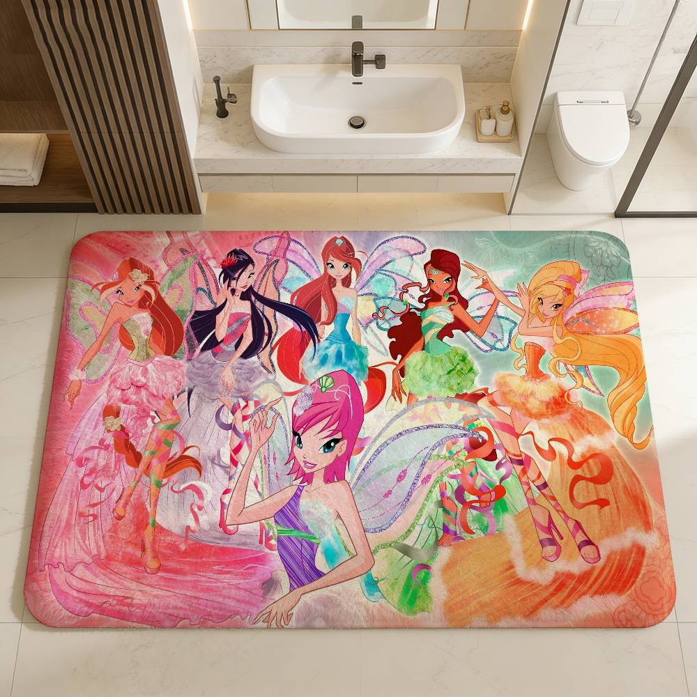 Girl-W-Winx Catoon Clubs Floor Mat Retro Multiple Choice Living Room Kitchen Rug Non-Slip Modern Home Decor