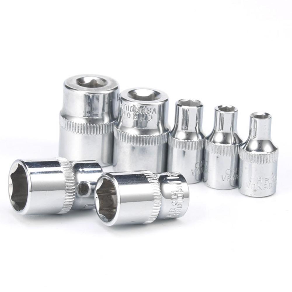 13pcs Silver Drive Socket Set 13pcs Wrench Adapter Polished Chrome Plating Wrench Head  handwork