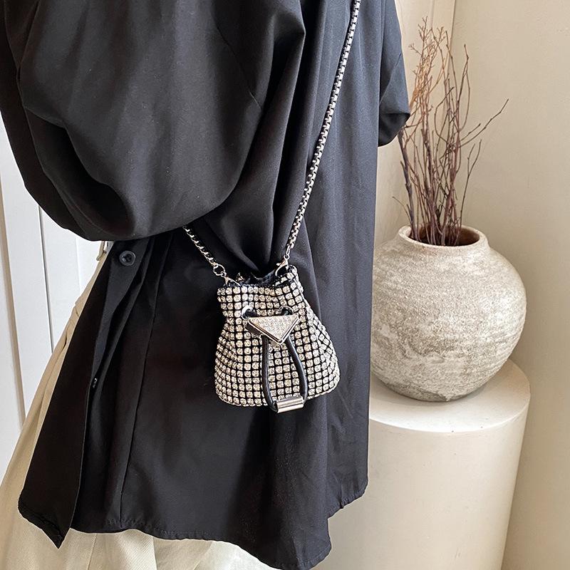 Bohemian Rhinestone Mini Crossbody Bag - Versatile Fashionable Handheld Drawstring Bag 2024