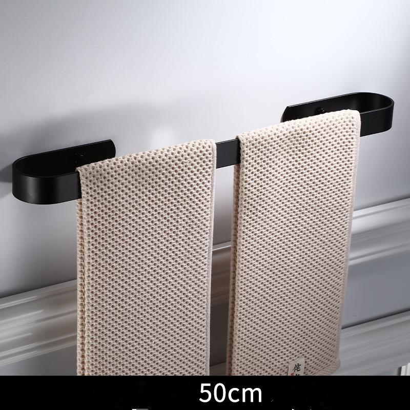 Tuqiu Handtuchstange Nagelfrei Einzelne Badezimmer-Handtuchaufhängung Weißes Aluminium Handtuchstange Mattschwarz Handtuchhalter 30/40/50/60 cm