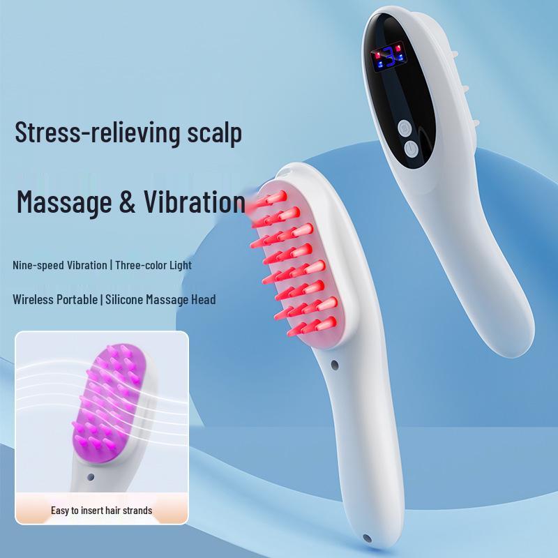 Red & Blue Light Electric Scalp Massager Comb with Hair Growth Oil
