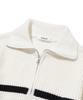 KNITTED Soft Cotton Heavy Waffle Half Zip Knit Stripe Ivory