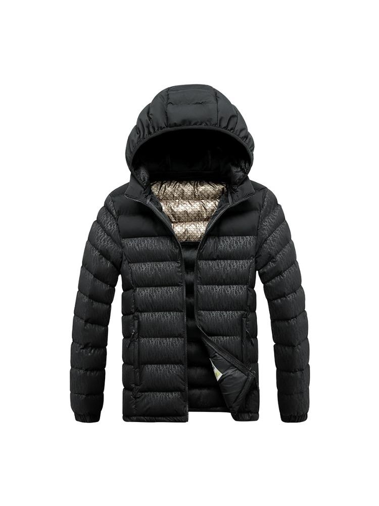 Light Cotton Jacket Men's Winter Fashion Hit The Colour Slim Detachable Cap Thickened Hooded Comfortable and Versatile Jacket