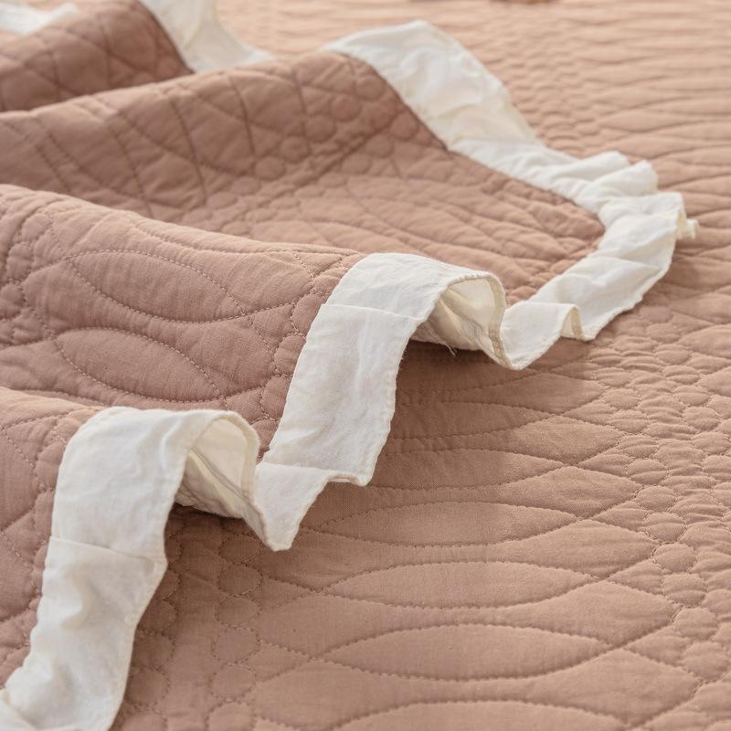 Pure Cotton Ruffled Sofa Cushion for All Seasons, Cotton Fabric Non-slip Cushion Cover, Simple Modern Sofa Cover