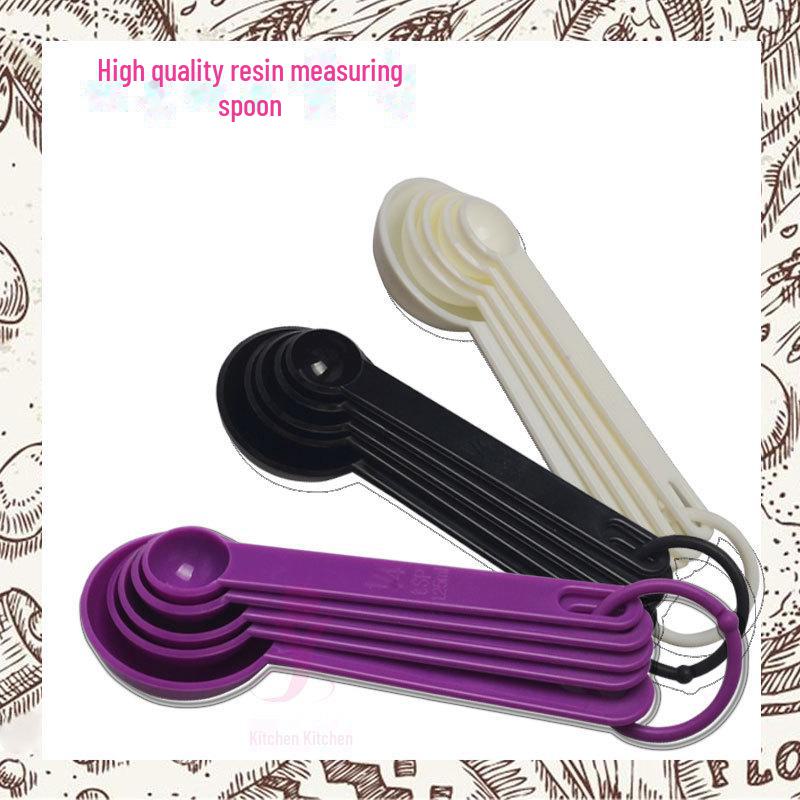 PP Plastic Five-Piece Measuring Spoon Set with Scales for Baking, Salt, and Milk Powder - Essential Kitchen Gadgets.
